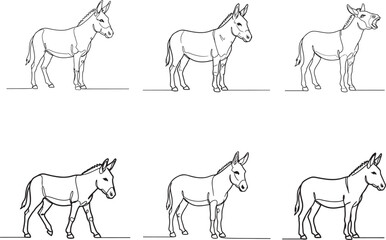 Fototapeta premium Donkey bold continuous line drawing.