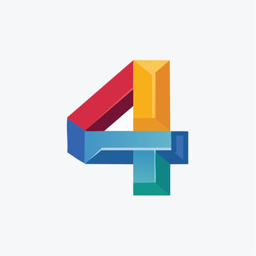 Colorful 3D Number 4 Logo Design