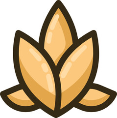 Obraz premium Stylized golden grain plant icon with three distinct leaves, perfect for representing natural agriculture, healthy food products, or brewing ingredients in a modern, simple graphic design