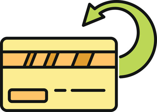 Credit card receiving a green curved arrow representing a payment refund or cashback