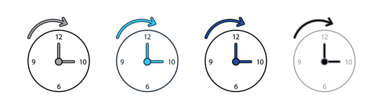 Clock face with arrow indicating time adjustment schedule circular illustration daylight movement clockwise workflow deadline management planning business