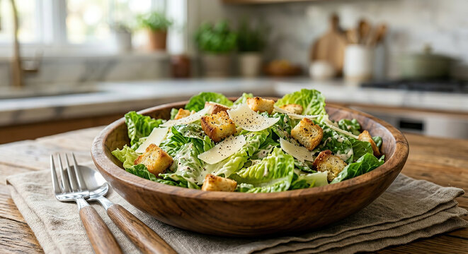 Classic Caesar Salad with Shaved Parmesan.