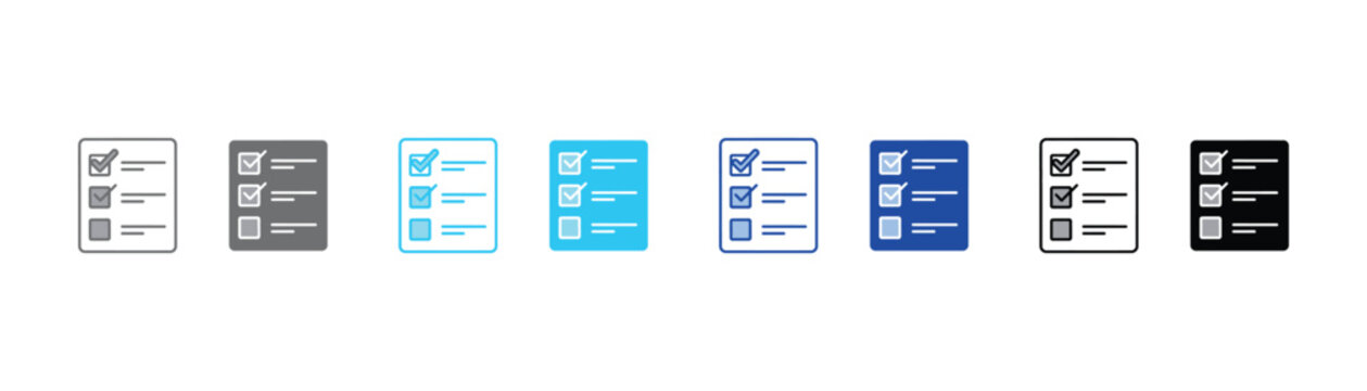 Checklist icon set with multiple checkmarks task management symbols checklist document clipboard template approved completed selection abstract illustration information planning