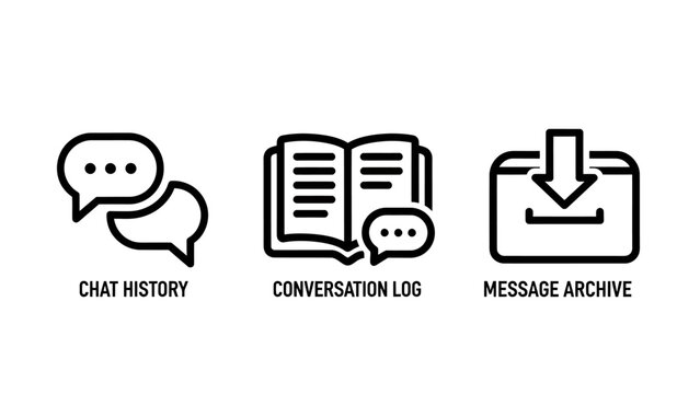 Communication icons: chat history bubbles open conversation log book message archive download communication conversation download internet connection information exchange technology