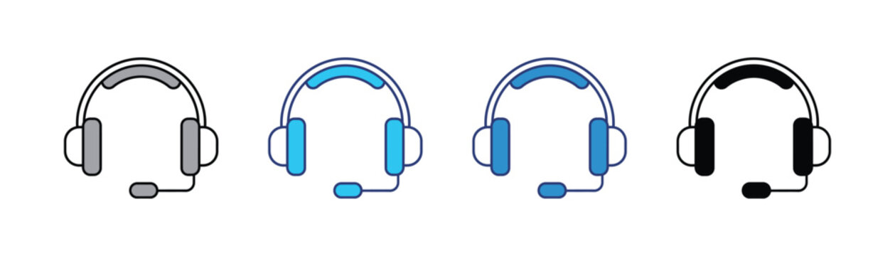 Headset with microphone icon communication technology call center microphone communication operator technology assistance customer equipment broadcast telephony computer