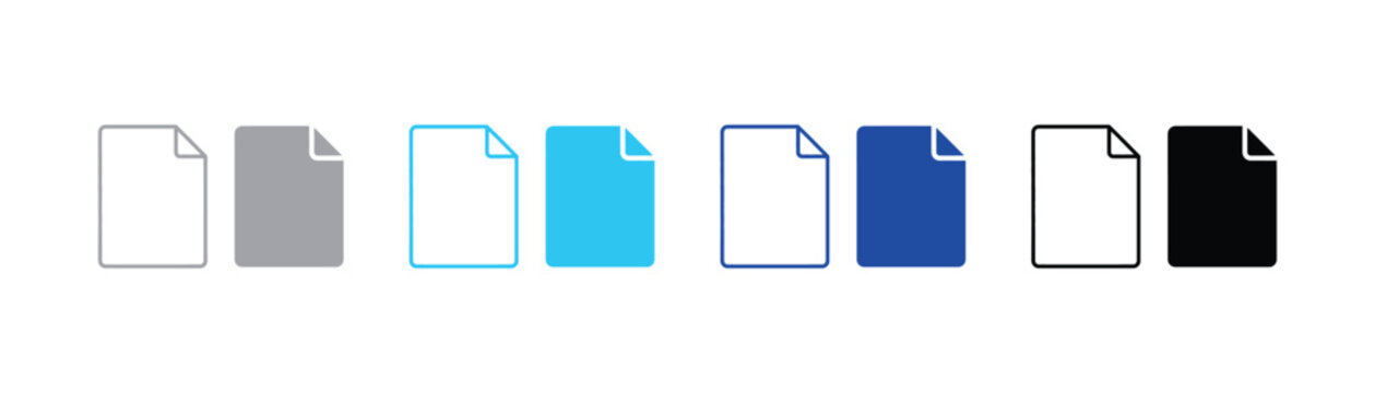 Blue document icon outline and filled vector illustrations document template illustration information statement correspondence duplicate background isolated