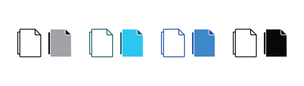 Blank document icons outline and filled blue vector illustrations document template illustration background isolated information statement correspondence duplicate