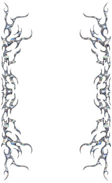 Luxury Chrome Liquid Metal Ornamental Frame Object for Graphic Overlay, 3d Rendering.