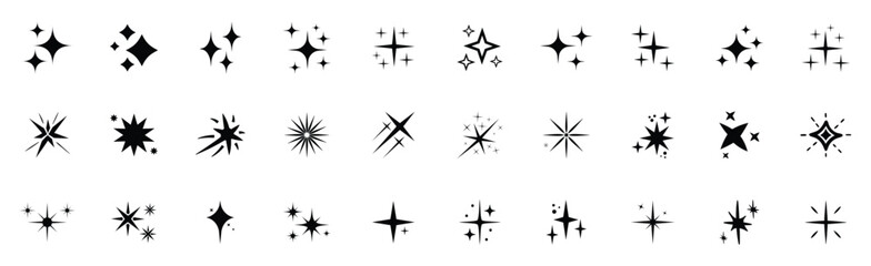 Obraz premium Star icons. Twinkling stars. Sparkles, shining burst. sparkle star set. Vector blink star for logo, sparkle clipart.