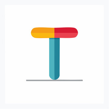Abstract T-shaped object with rounded ends and flat design