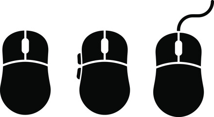 Fototapeta premium Computer mouse evolution three stages of design and connectivity