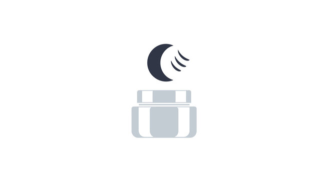 Crescent moon with sound waves above a metal object.
