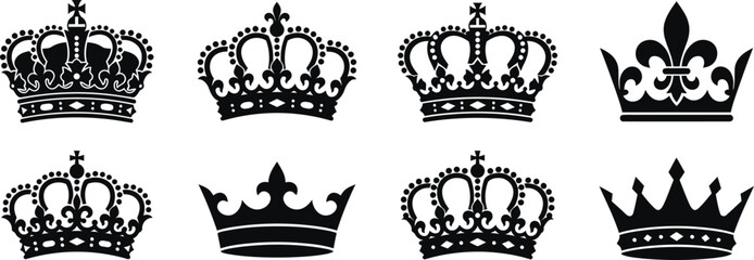Obraz premium Collection of royal crown silhouettes