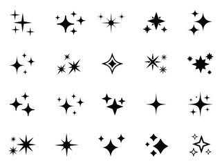 Fototapeta premium Sparkle Icons set. Twinkle stars collection. Shine star icons. Bright sparkle, star sparkle, shiny flash star. Star shine sparkle icon set.