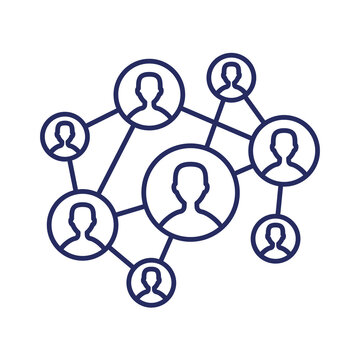 Social network connection diagram people icons linked isolated on transparent background