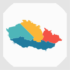 Fototapeta premium Map of Czech Republic divided into regions with different colors