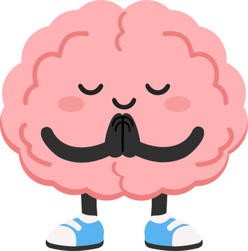 Cartoon brain character saying thank you, representing gratitude, kindness, positivity, and friendly communication. Ideal for education, social interaction, and motivational themes.