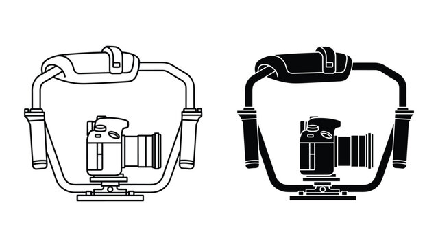 Vector illustration of camera stabilizers in black and white on white background