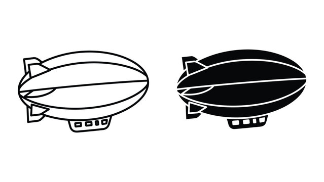 Vector illustration of two blimps in black and white on a white background