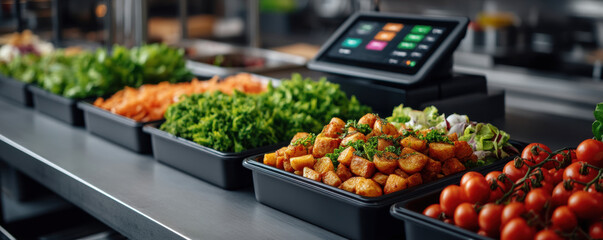 Obraz premium Fresh food food waste solutions cafeteria salad bar vegetable