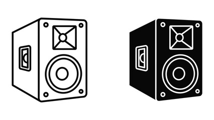 Vector illustration of two speaker boxes in black and white on a plain background © SHAHRIYAR RASEL