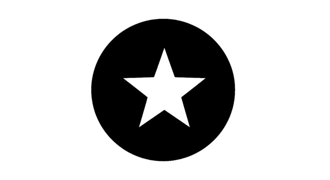 Minimal black silhouette icon, simple flat vector, bold black shape, no, no shading black circle with a white star inside, simple geometric icon on a, flat icon style