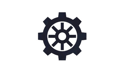 Obraz premium Minimal black silhouette icon, simple flat vector, bold black shape, no, no shading gear icon with internal spokes on a, flat icon style