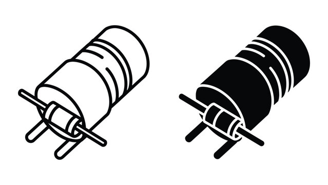 Vector illustration of two electronic resistors with different colors isolated on white background