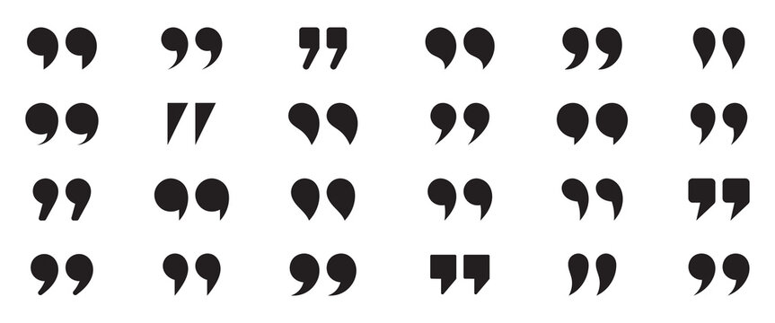 Quotes icon vector set. Black quotes icon. Speech mark. Inverted commas symbol. Mobile dark mode apps Vector illustration on white background.
