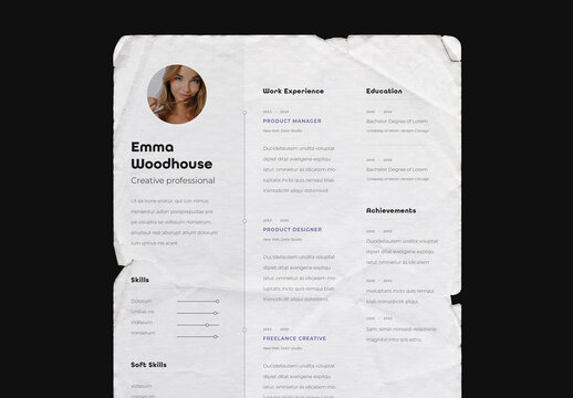Resume with 3 Column Design Style