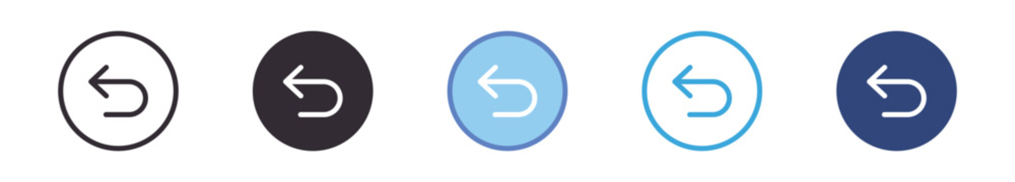 Back Arrow Navigation Icon Set , return arrow symbol, user interface navigation, modern vector icons