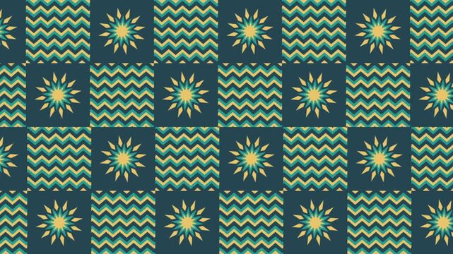Seamless Looping Geometric Pattern with Stars and Chevrons