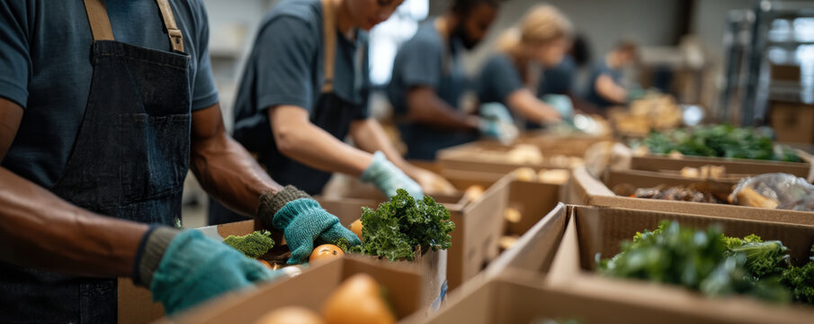 Food waste solutions volunteers food waste solutions volunteer food donation food bank food rescue warehouse cardboard box produce sorting