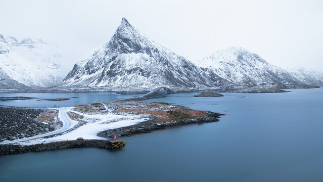 Fredvang pier and gridge in Lofoten, Norway