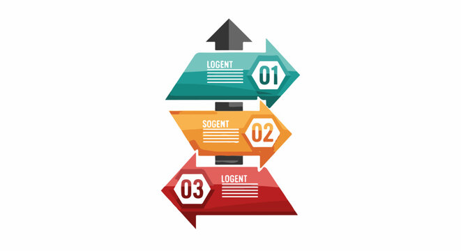Three colorful horizontal arrows pointing right, numbered 1, 2, 3