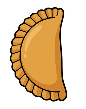 Golden brown empanada pastry with savory meat filling vector illustration