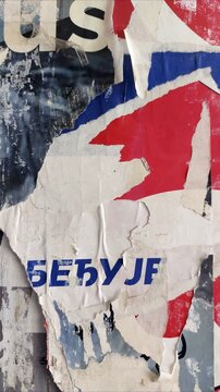 Torn street poster grungy vertical timelapse background