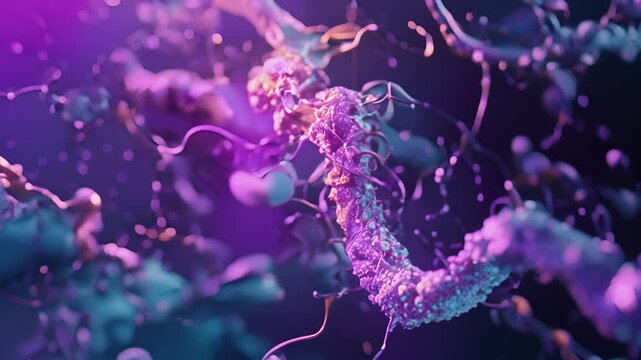 Vibrant colors highlighting the complex process of synaptic vesicle exocytosis and neurotransmitter release.