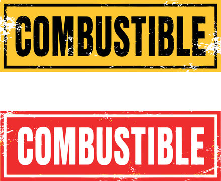 Combustible Warning Signs in Yellow and Red Grunge Style