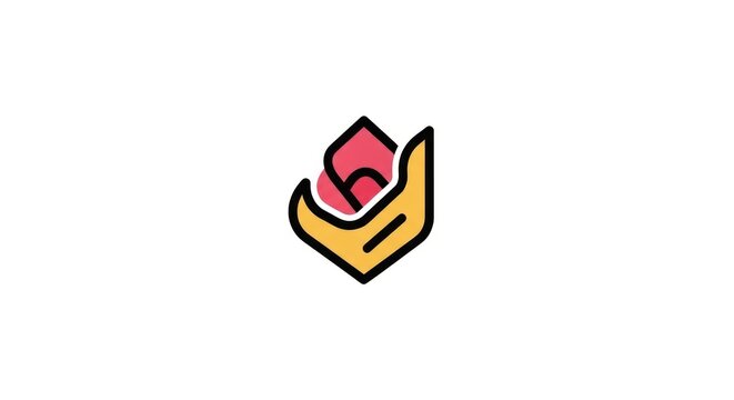 Abstract hand holding red drop symbol