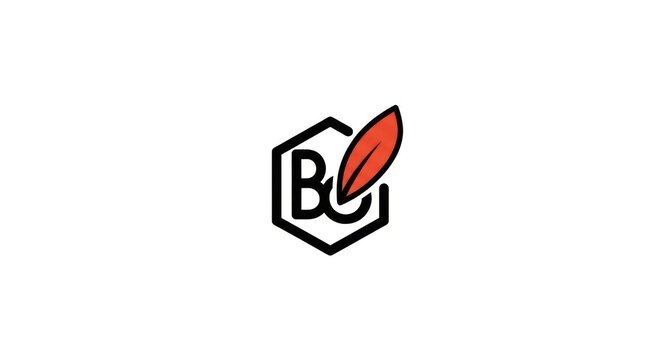 Minimalist hexagon logo with letter b and leaf element