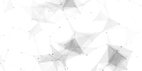 Abstract geometric background with connecting dots and lines with low poly triangle shapes. Polygonal Mesh Background Vector design digital technology concept Global network connection data structure. © Kainat 