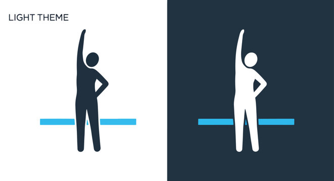 Person raising hand for support icon set: Glyph and solid icon set - Icon vector - logo icons. Blue, Black and white icons