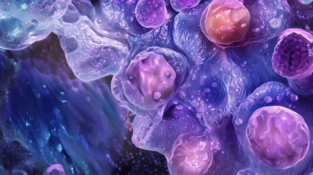 A composite image of different thyroid cells varying in size and shape all working together to produce hormones that maintain cellular homeostasis.