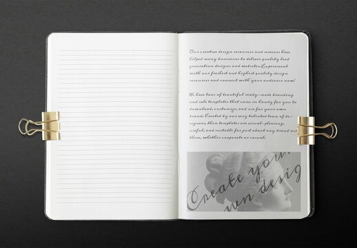 Open Notebook Mockup With Elegant Design PSD