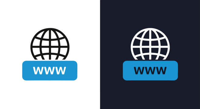 Internet website domain name icon set: Glyph and solid icon set - Icon vector - Editable line icons. Vector illustration