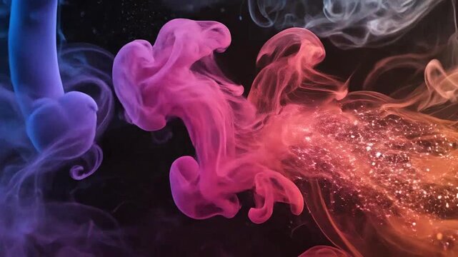 A vibrant ring of colorful smoke swirls against a dark background