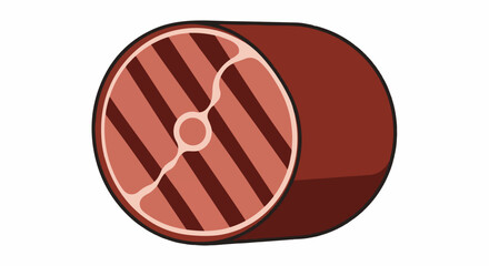 Obraz premium A stylized illustration of a thick cut of meat with visible marbling and bone