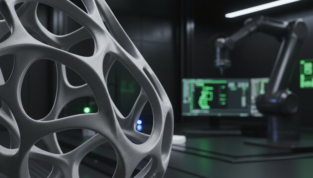 Titanium 3D printed aerospace part with generative design bionic structure