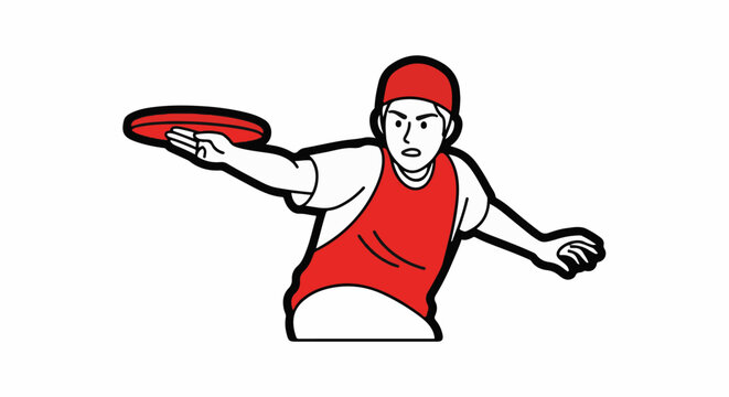 Athletic person throwing a red frisbee in action pose.